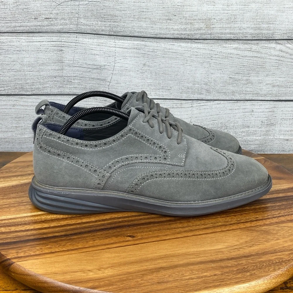 Cole Haan GrandEvolution Gray Suede Wingtip Oxford C35908 Men’s Shoe Size 10.5